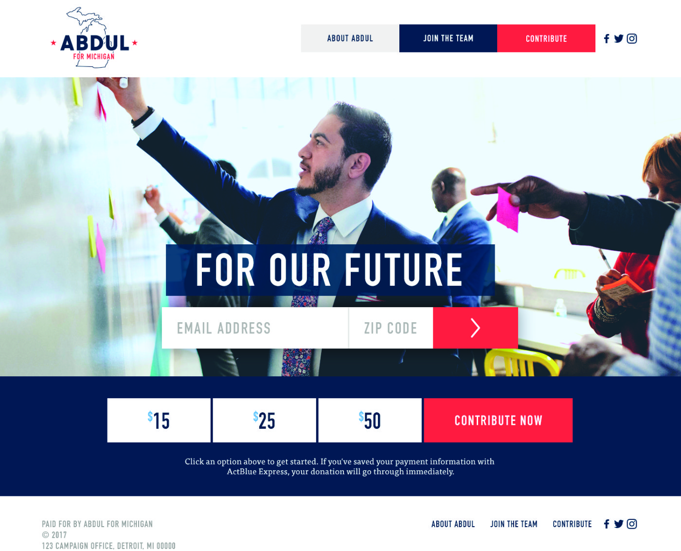 Abdul for Michigan Desktop site