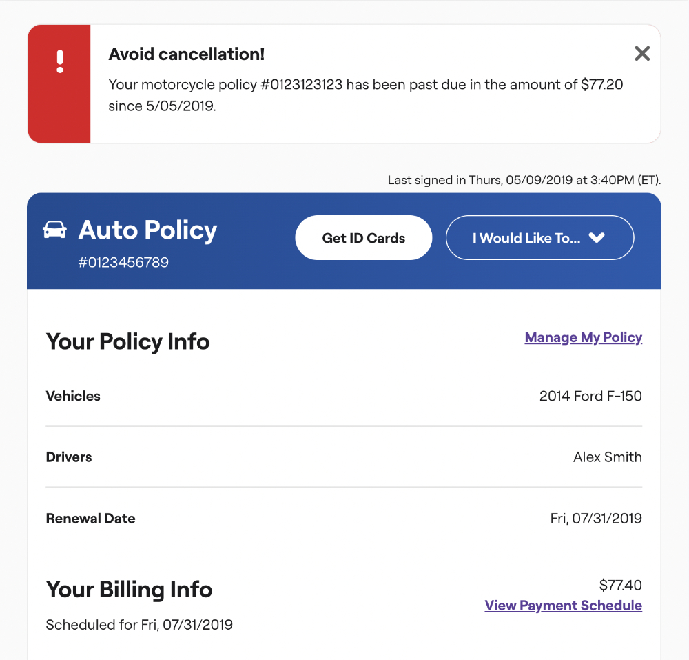 GEICO auto policy
